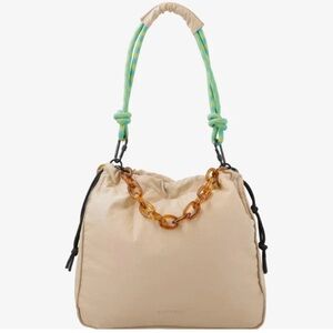Rotunda San Beige Hobo Bag with Chain Detail